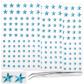 264 Pcs Blue Star Gem Stickers Acrylic Star Rhinestones Stickers Patriotic Self Adhesive Jewels Sticker for Independence Day Bling Hair Diamond Decals Sparkly Crystal Pearls for Body Eye Nails Crafts