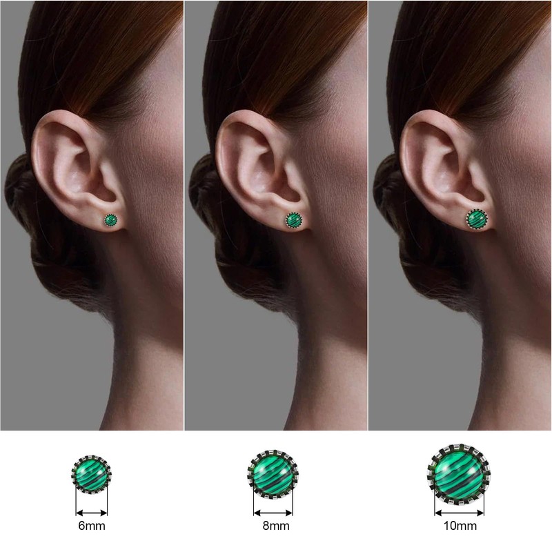 JUSTJANDM 12 Pairs Multi Gemstone Stud Earrings Gold Plated Stainless