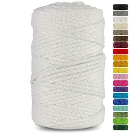 Netuno white cotton cord with cotton core DIN 3mmx100m natural rope yarn twine string for macramé dreamcatcher decoration handicraft DIY knitting crochet boho plant hanger jewellery pillow bags