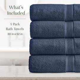 Springtree Home Luxury Viscose from Bamboo Bath Towel Set of 4 | 35% Viscose from Bamboo - 65% Cotton | Absorbent Quick-Dry Towels for Bathroom | Oeko-TEX Standard 100 Cotton | French Blue