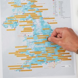 Scratch Off UK Fishing Map Poster - Gift for Fishing Enthusiasts - Featuring UK Fisheries, Lakes & Reservoirs - 30 (w) x 42 (h) cm