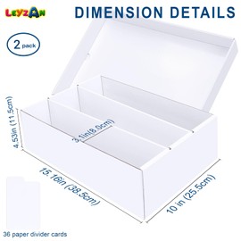 Leyzan Trading Card Storage Box 2 Pack–2400 Count Cardboard Organizer with Dividers for MTG, TCG, Sports, Toploader, Commander