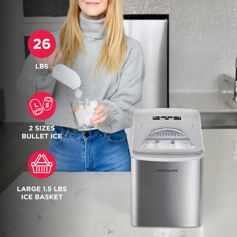 Frigidaire 26 Lbs per Day Portable Compact Maker, Ice Making