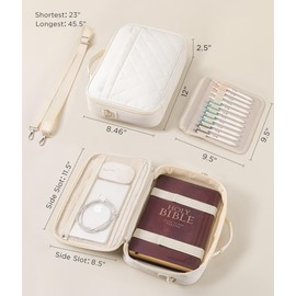 HBselect Bible Cover for Women, Stylish Large Bible Covers - Bible Case with Handles - Bible Bag Journal Case - Bible Carrying Case for Women - Bible Gift - Book Protector for Book Lovers (Cream)