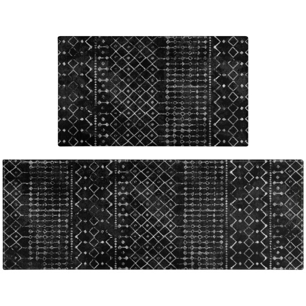 Xsinufn Boho Kitchen Mat Set of 2,Modern Farmhouse Kitchen Rugs