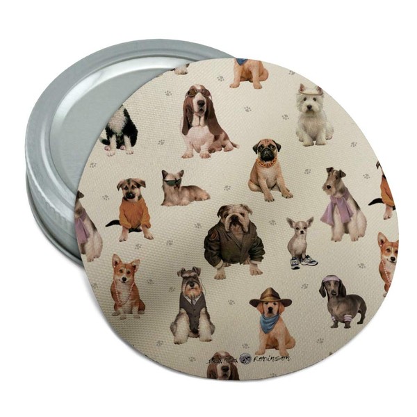 Cool Dogs in Outfits Paw Print Pattern Round Rubber Non-Slip