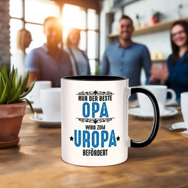 Seness Nur der beste Opa wird zum Uropa befördert Tasse, Du wirst Großvater, Geschenk für Schwangerschaft verkünden, Geburtstagsgeschenk Enkel, Großeltern Senioren Rentner, Schwangerschaftsverkündung