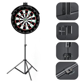 Dartboard Stand, Folding Stainless Steel Dartboard Holder with Freestanding Tripod, Heavy Duty Portable Travel Tripod Board Holder Dart Tripod for Home Outdoor