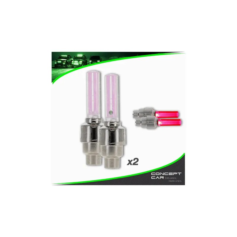 2 Par Tapones Valvula Pivotes Con Luz Llanta Auto Bici