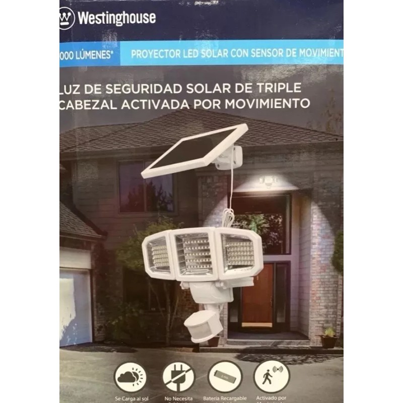 Westinghouse Lámpara Solar Seguridad Tripe Cabeza Westinghouse 2000 Lumen