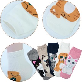 Manxing 5 Pairs Women Socks Funny Cute Animal Ladies Socks Cotton Comfortable Novelty Cat Dog Socks