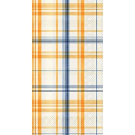 IHR Ideal Home Range Dinner Napkins Disposable 3-Ply Paper Guest Towels Buffet Napkins, 8.5" x 4.5", Pumpkin Plaid, 16 Count