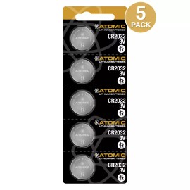Atomic CR2032 3V Premium Lithium Battery Tearstrip (5 Pack)