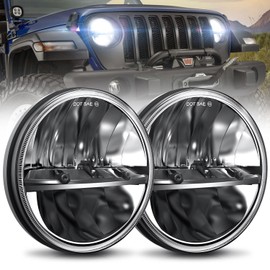 UNI-SHINE 7 inch LED Headlight 2PCS Round LED Headlamp High Low Beam DOT Approved H6024 Compatible with Wrangler JK LJ TJ CJ