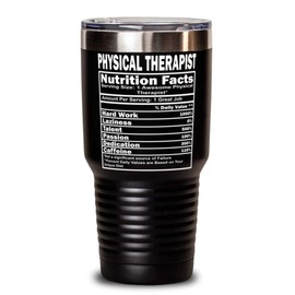ODDITEES Funny Physical Therapist Tumbler Physical Therapist Nutrition Facts 30oz Stainless Steel Black