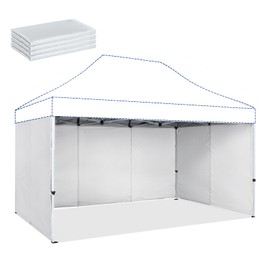 CROWN SHADES 10x15 Canopy Sidewalls (4pck) - Canopy Walls 10x15, Sidewalls for Canopy - Canopy Cover, Canopy Accessories, White