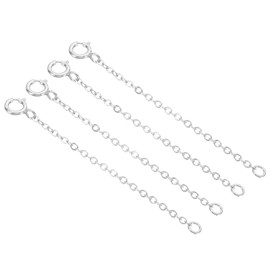 PATIKIL 2 Inch S925 Silver Necklace Extender, 4 Pack Gold Plated Chain Extenders Extension for Necklaces Bracelet Jewelry Making, Platinum