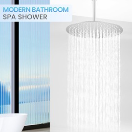 KINLIV 16 inch Ceiling Round Rain Shower Head Brushed Nickel - All Metal Stainless Steel 304, Full Body Round Rainfall Shower with 230 Silicone Nozzles