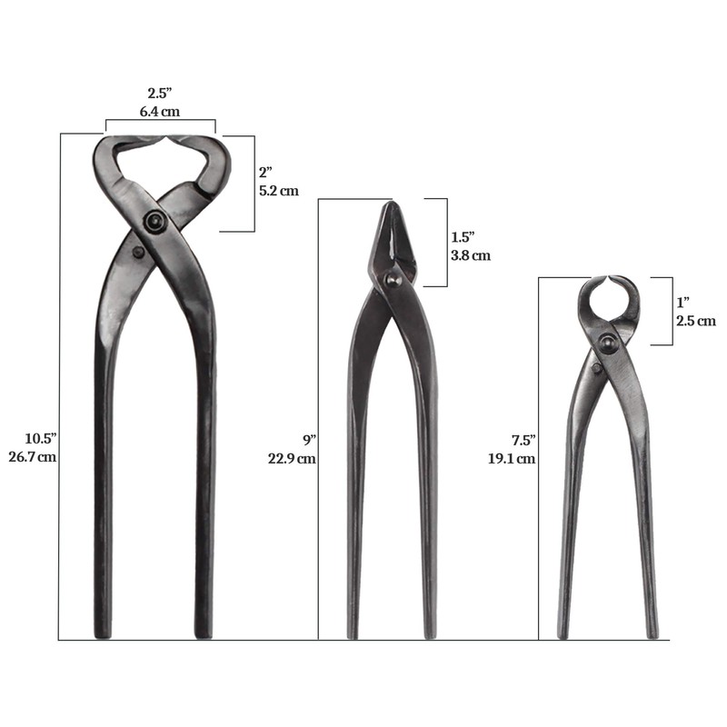 BambooMN Bonsai 3 Piece Set, Trunk Splitter, Jin Pliers, and