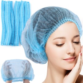 JMU 1000x Disposable Bouffant Caps Hair Net, 24" Non-Woven Medical Hair Covers Blue