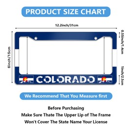 Colorado Bottom Flag License Plate Frame State Flag Stainless Steel License Plate Frame for Car Decorative Parts License Plate for Standard Us Canada License Plate Holder Unisex 12x6
