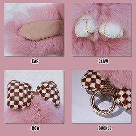 Yoncito Cute Bunnylulu Keychain for Woman: Bunny Plush Keychain Fuffy with Bow Decoration for Keys Bags Wallets