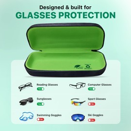 OPTIPAK Hard Shell Glasses Case – Brushed Large Eyeglasses Case with Microfiber Cleaning Cloth – Durable Hard Glasses Case for Men & Women (Pack of 3)