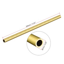 sourcing map Brass Round Tube 7mm OD 0.5mm Wall Thickness 300mm Length Pipe Tubing 4 Pcs