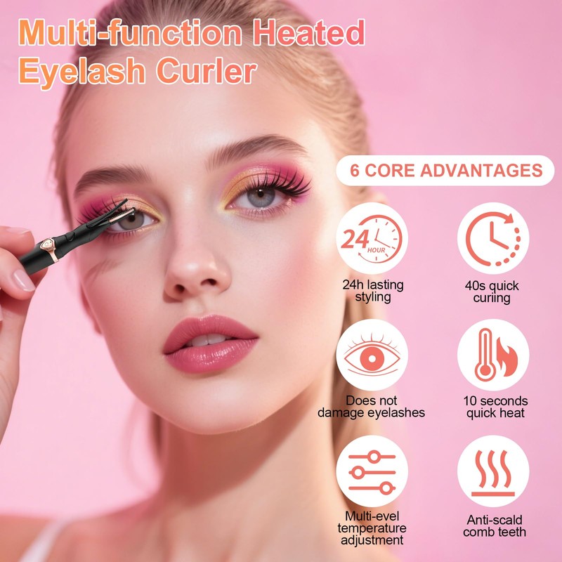 NICEWAT Heated Eyelash Curler, Electric Eyelash Curler with 3 Temperature