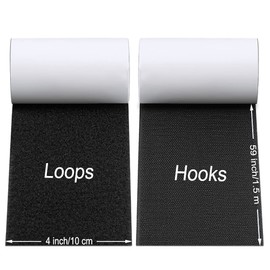 Aobrill Non Slip Couch Cushion Pad, 4In x 5Ft Rolled Hook Loop with Strong Adhesive to Keep Couch Cushion from Sliding (Black)