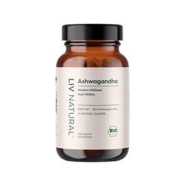 LIV Ashwagandha Organic KSM-66 | 600 mg Daily Dose | No Additives or Fillers & Vegan | 5% Withanolide, Root Extract | 120 Capsules | Ideal as a Supplement in Challenging Times
