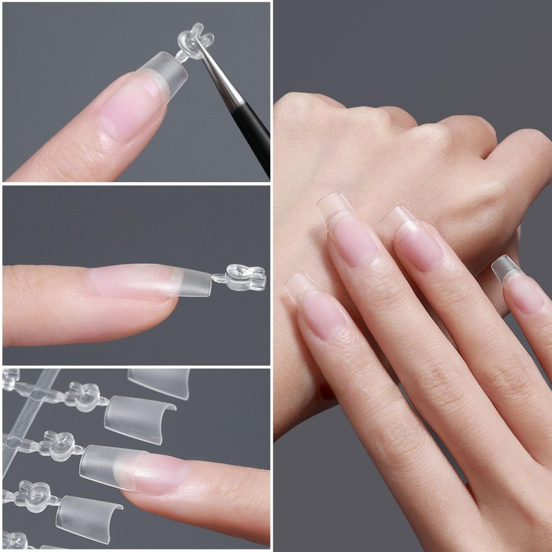 Nail Tips, Oval Short S, Half Tip, Half Paste, Double