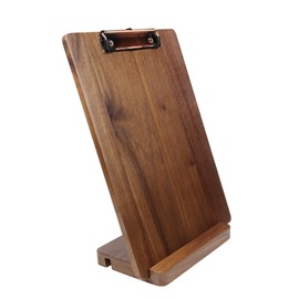 Solid Hardwood Clipboard with Stand, Wooden Menu Holder for Restaurants, Table Stand, Receipt Holder for Bar Counter Freestanding Clipboards A4 with Metal Clip High Capacity