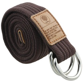 KYEYGWO Unisex Canvas Belts with Double D Rings Buckle, Adjustable Braided Webbing Belt for Men Women Brown
