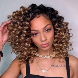 Toyotress Ocean Wave Crochet Hair - 9 Inch 8 Packs Ombre Blonde Ocean Wave Braiding Hair, Beach Curl Deep Twist Water Wave Short Curly Synthetic Hair Extensions (9 Inch, OT27-8P)