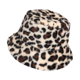 Manfnee Leopard Bucket Hat PU Leather Bucket Hats Sun Hat Reversible Packable Fishing Cap for Women Men, B3