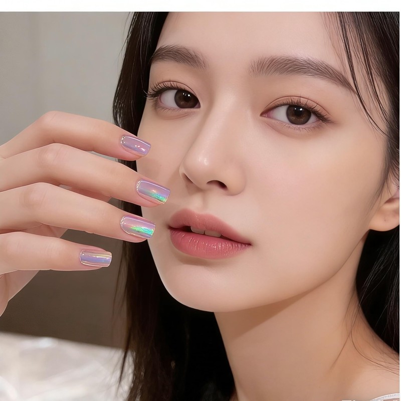 Lwenjing Nail Tips, 24 Pieces, Handmade Nails, Short, Spring and