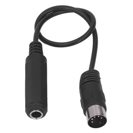 6.35mm Female 1/4" TRS to DIN 5 Pin MIDI Cable Adapter, 1ft 5-Pin Din Male to 6.35mm Female TRS Stereo Audio Cable for Speaker, Amplifier, Mixer to MIDI Keyboard