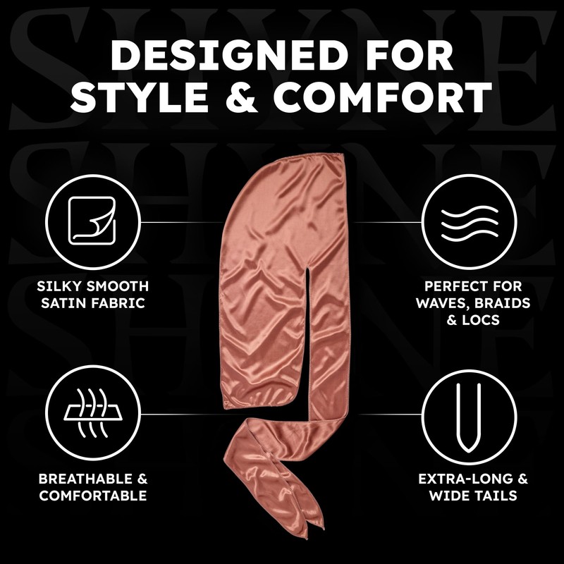 SHYNE Silky Durag - Bronze | Perfect for Waves, Braids