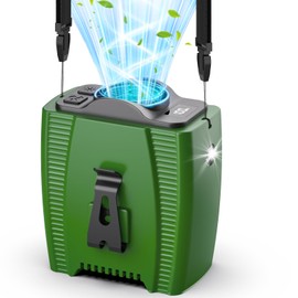 10000mAh Portable Waist Fan Up to 40H Cooling, 16000 RPM 5 Speeds Powerful Airflow, Rechargeable Hands-Free Neck Fan, Clip on Wearable Belt Fan with LED Light for Outdoor, Travel, Farms, Jobsite