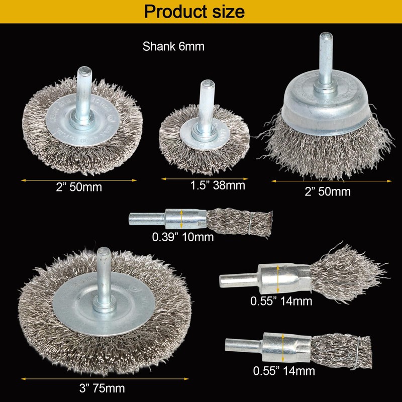 10PCS Professional Wire Wheel Brush Set, Stainless Steel Cup Wire