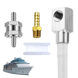 Universal 12" Marine 7-0948 Fuel Tank Pickup Tube with 0.31-inch/8mm Check Valve & Strainer, Length-adjustable Rigid Polyethylene Fuel Tube with Brass Barb Connector