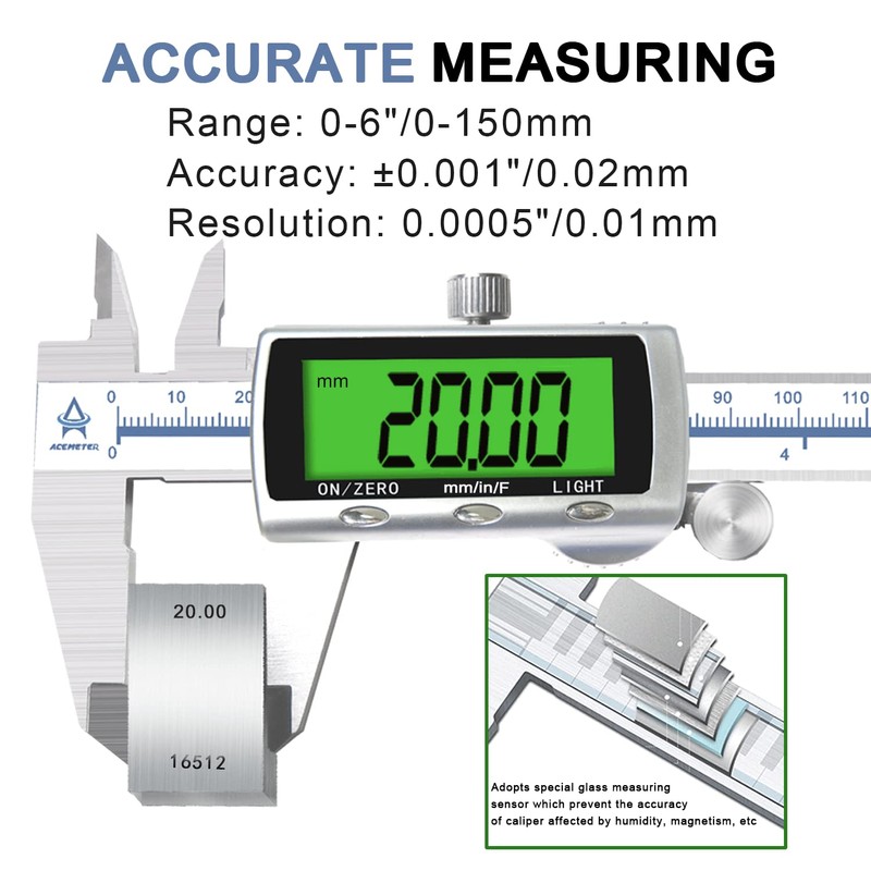Digital Caliper Electronic Measuring Tool,Digital Vernier Caliper Inch/Millimeter/Fraction Measurement Caliper