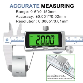 Digital Caliper Electronic Measuring Tool,Digital Vernier Caliper Inch/Millimeter/Fraction Measurement Caliper for Jewelry-Metal Metric Measure Caliper for Engineer,LCD Screen Featured Backlight
