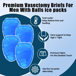 Paquete de hielo frío reutilizable para recuperación posvasectomía y soporte testicular, azul, paquete de 4 con diseño cómodo