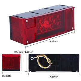 MAXXHAUL 70468 Trailer Light Kit - 12V All LED, Rectangular Left and Right Waterproof Submersible for Trailers, Boat Trailer Truck Marine Camper RV Snowmobile