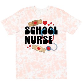 inktastic School Nurse with Bandages and Stethoscope Adult T-Shirt Small Tie Dye Pink 43eb0