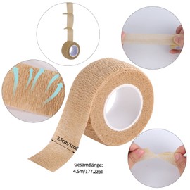 XREE 12 Rollen Selbstklebender Verband, 2,5cmx4,5m Selbsthaftende Bandage Elastische Fixierbinde Haftbandage Selbstklebend f??rSport Hand Arm Fu? Gelenk Finger(Bunt)