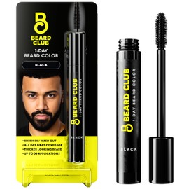 The Beard Club 1 Day Temporary Beard Dye for Men - Black Beard, Mustache & Eyebrow Color for a Fuller, Well-Defined Look, Water & Sweat Resistant, Up to 30 Applications, 0.3 fl oz