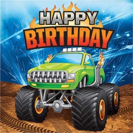 Club Pack Monster Truck Rally Birthday Printed Luncheon Size Paper Napkins, Box of 192